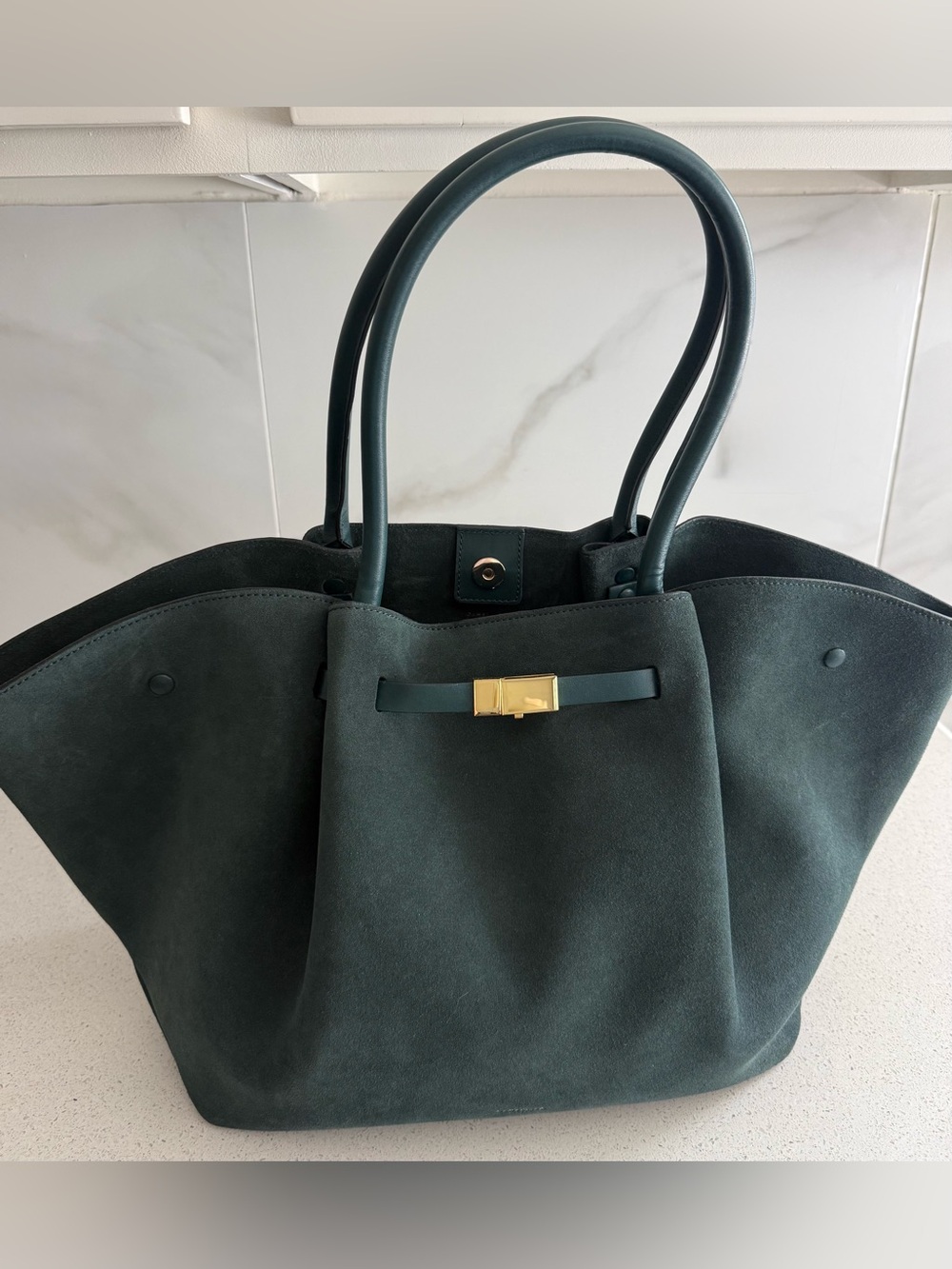 DeMellier The New York Tote Bag Green Suede